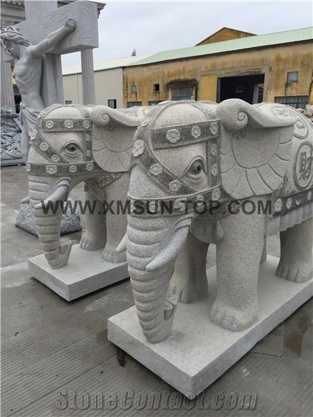 Animal Stone Sculpture Stone Elephant China Handcarved Sculpture