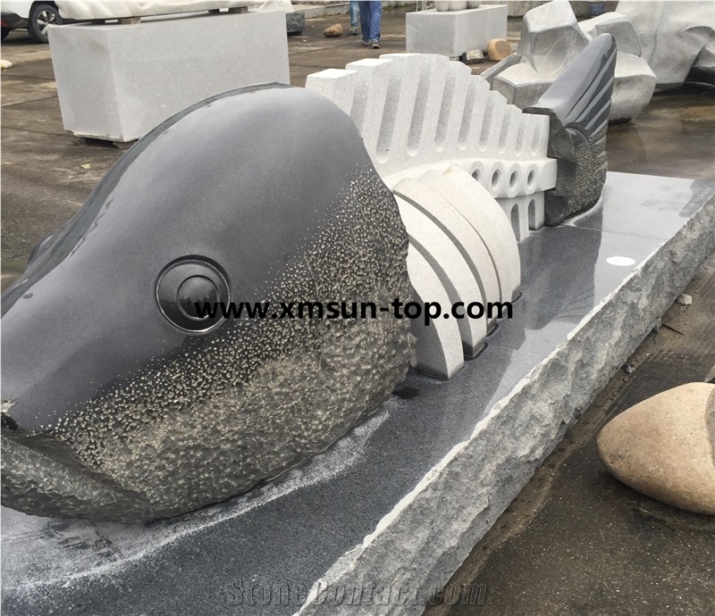Animal Stone Sculpture/Stone Fish/China Handcarved Sculpture/Stone Carving/Granite Engraving