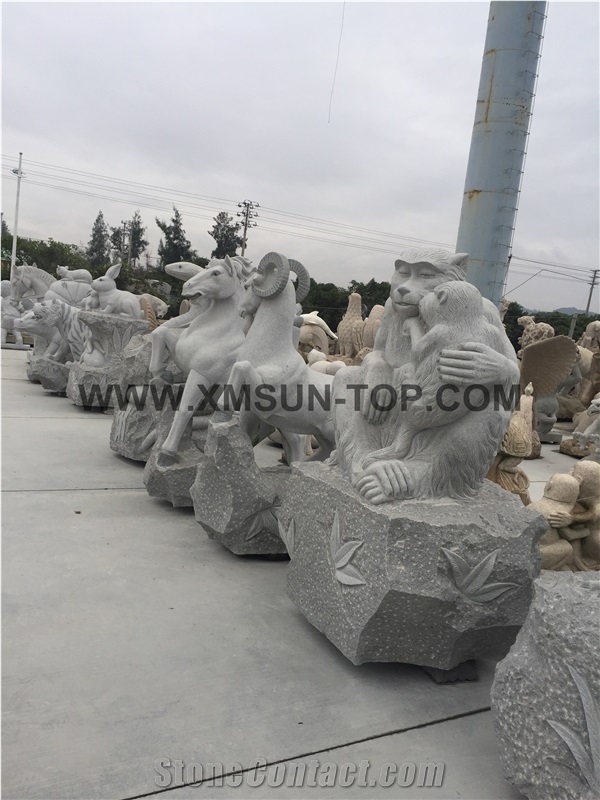 Animal Stone Sculpture/Stone Rooster & Monkey & Horse /China Handcarved Sculpture/Stone Carving/Granite Engraving/Garden Decoration/Landscape Sculptures/Exterior
