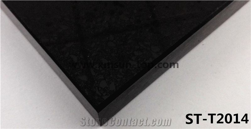 Black Artificial Quartz Slab&Tile/Engineered Stone Slab/Floor & Wall Tile/Wall Covering/Floor Covering/Polished Surface/Silestone