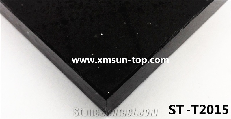 Black Artificial Quartz Slab&Tile/Engineered Stone Slab/Floor & Wall Tile/Wall Covering/Floor Covering/Polished Surface/Silestone