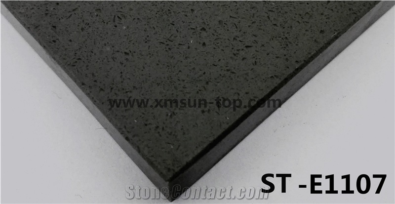 Black Particle Artificial Quartz Stone Slab/Simple Color Engineered Quartz Stone//Floor & Wall Tile/Wall Covering/Floor Covering/Polished Surface