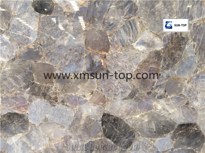 Bright Blue Crystal Panel Semiprecious Stone Slab/Big Slabs & Tiles & Gangsaw Slabs & Strips(Small Slabs) & Customized