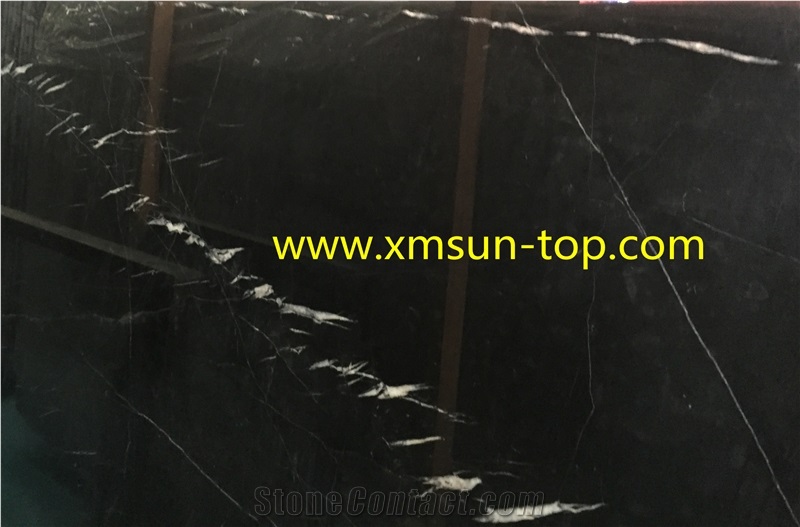Chinese Nero Maquina Marble Tile & Slab /White Stripe in Black/Black Marquina/Nero Margiua/Nero Oriental