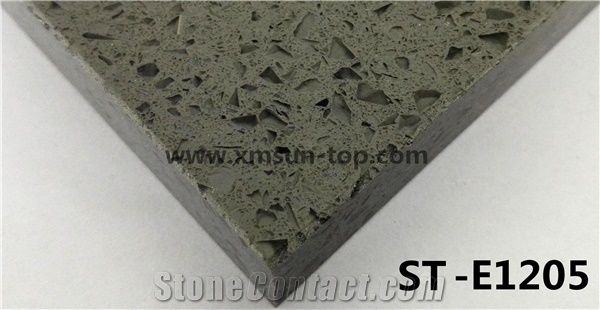 Dark Grey Big Particle Artificial Quartz Stone Slab/Simple Color Granule Engineered Quartz Stone/Floor & Wall Tile/Wall Covering/Floor Covering/Polished Surface