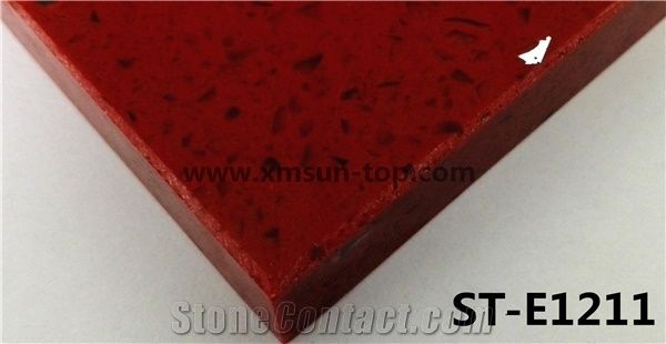 Dark Red Particle Artificial Quartz Stone Slab/Simple Color Granule Engineered Quartz Stone/Floor & Wall Tile/Wall Covering/Floor Covering/Polished Surface