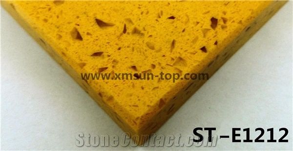 Dark Yellow Big Particle Artificial Quartz Stone Slab/Simple Color Granule Engineered Quartz Stone/Floor & Wall Tile/Wall Covering/Floor Covering/Polished Surface