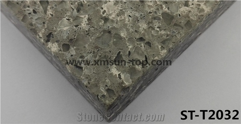 Grey Artificial Quartz Stone Slab with Particle/Engineered Quartz Stone/Floor & Wall Tile/Wall Covering/Floor Covering/Polished Surface