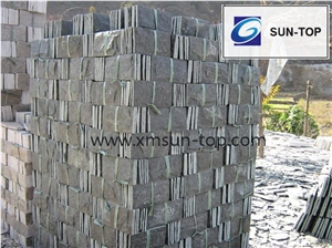 Mushroom Stone Black Quartzite/Mushroom Stone Wall Tiles/Dark Grey Quartzite Mushroom Stone Wall Cladding/Mushroom Stone China Black Quartzite Nature Split Surface