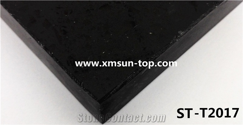 Pure Black Artificial Quartz Slab&Tile/Engineered Stone Slab/Floor & Wall Tile/Wall Covering/Floor Covering/Polished Surface/Silestone