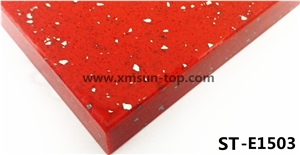 Red Artificial Quartz Stone Tile & Slab with White Particle /Engineered Quartz Stones/Manmade Stone/Cut to Size/Engineered Tiles/Floor & Wall Covering/Decoration