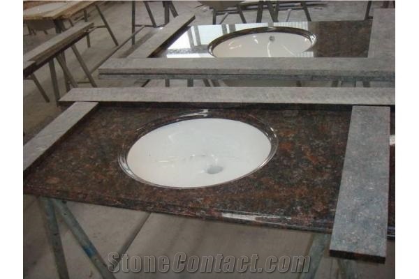 Granite Tropical Brown Hotel Bathroom Vanity Countertop 