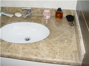 Marble Emperador Light Bathroom Vanity Top 1 1 /4" Laminated Full Bullnose Edge