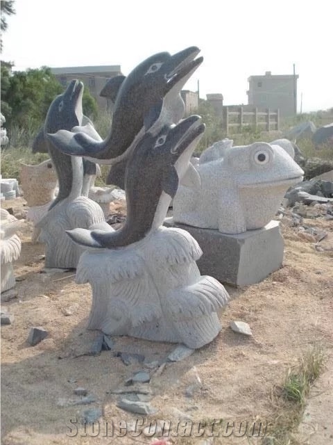 Granite Landscape Cute Animal Sculpture, Natural Stone Handcarved Garden Decoration Statues