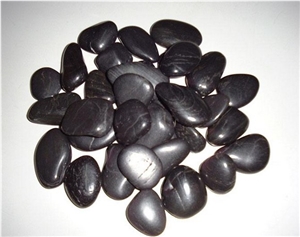 Large Outdoor Paving Steeping Black Decorative Polished River Pebble Stone