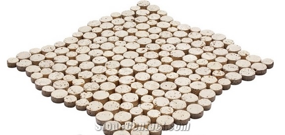 Light Round Travertine Mosaic