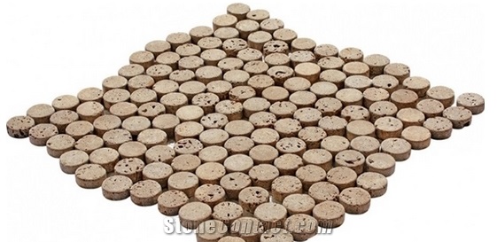 Noce Round Travertine Mosaic Tiles