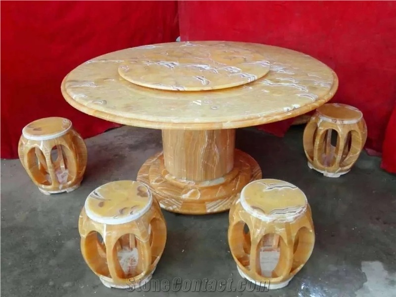 Onyx Stone Table & Chairs, Table Sets