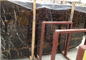 Portopo Afghan Black & Gold Marble Tile & Slab Pakistan Polished Slabs