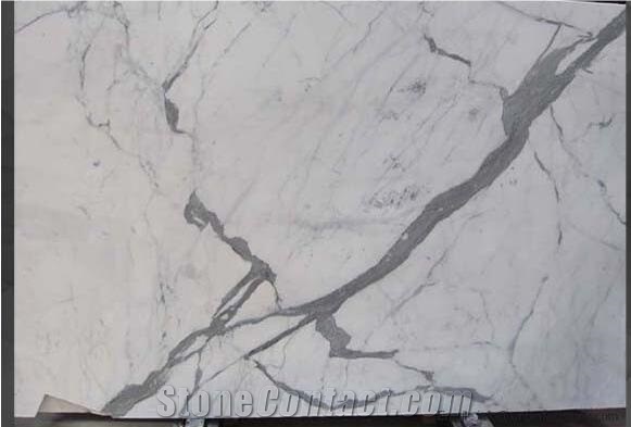 Silver White Statuario Venato Marble with Italy Snow White Marble Tile & Slab