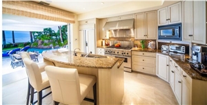 Sun Gold Granite Countertops with One Sink, Yellow Kitchen Island Tops