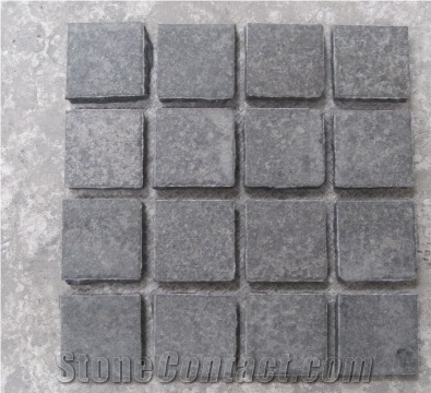 China Black Basalt Cube Stone , Black G684, Black Pearl, Fuding Black, Black Basalt Stone, Brick Paving Tile On Mesh, Mesh Paver