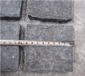 China Black Basalt Cube Stone , Black G684, Black Pearl, Fuding Black, Black Basalt Stone, Brick Paving Tile On Mesh, Mesh Paver