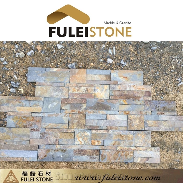 China Cheap Stack Rusty Yellow Slate Cultured Stone
