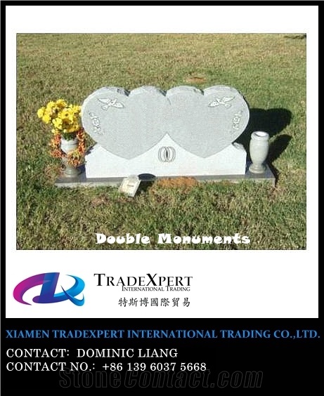 Double Heart Tombstone, Granite Tombstone & Monument, Headstone, Family Tombstone