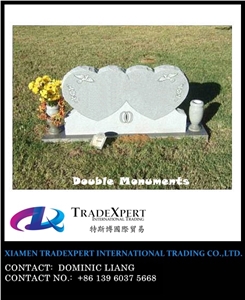 Western Style Double Monuments & Granite Engraved Family Tombstones, Heart Headstones