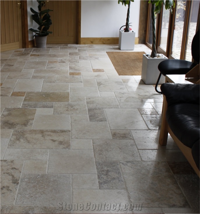 Kalee Travertine Floor Pattern Tiles, Beige Travertine Flooring Tiles, Walling Tiles
