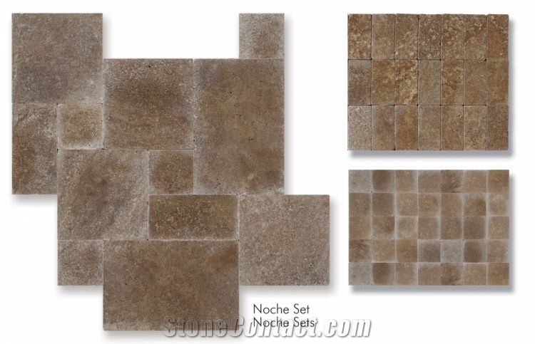 Karaman Noce Travertine Pattern Set, Brown Travertine Flooring Tiles, Walling Tiles