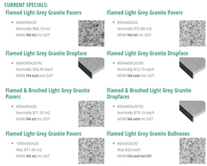 Flamed Light Grey Granite Pavers