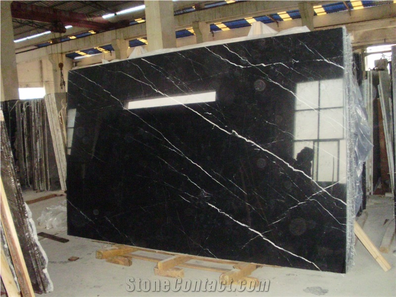 Chinese Nero Marquinia Marble Tile & Slab Cut to Size and Slabs