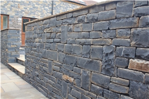 Blue Lias Limestone Masonry Site at Priddy, Grey Limestone Building Stone, Walling Tiles