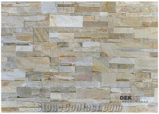 Q010 Golden Quartzite Stacked Wall Tiles