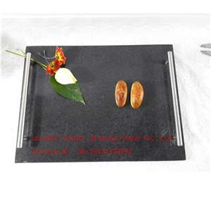 Black Marble Tray with Stainless Steel Handle