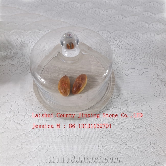 Glass Dome with Wooden Veins Marble Base