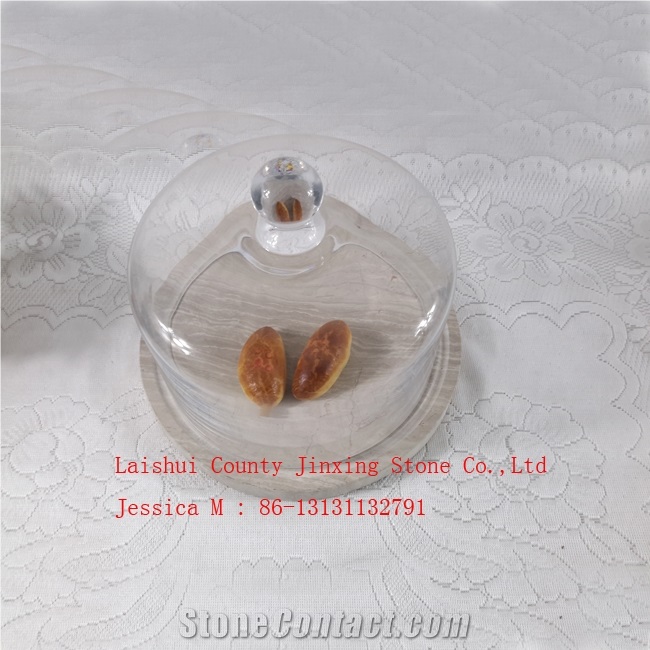 Glass Dome with Wooden Veins Marble Base