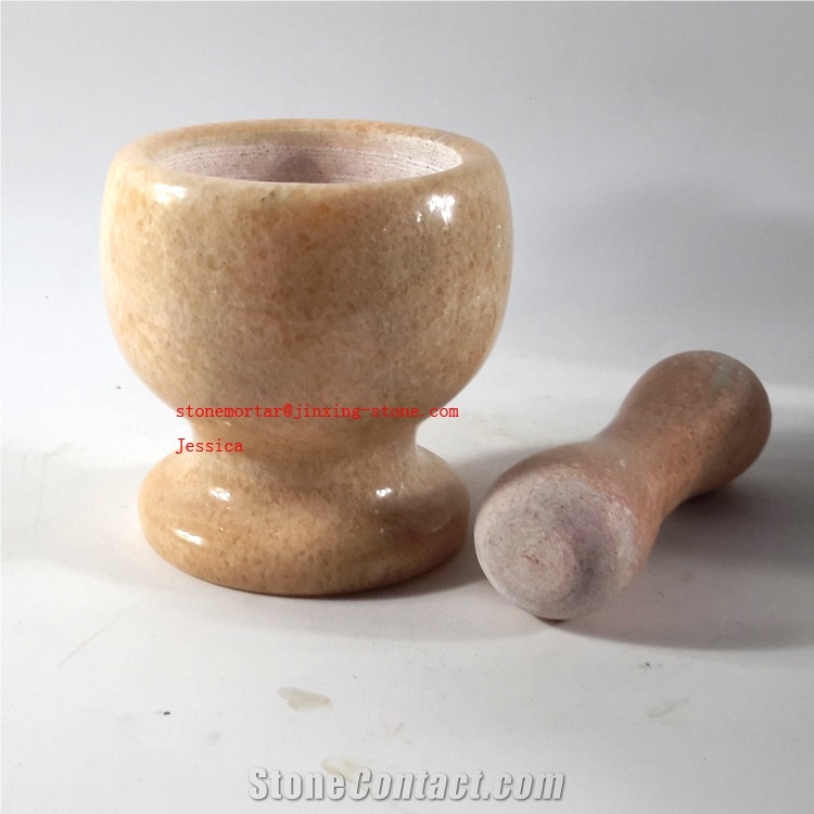 Pink Marble Mortar with Pestle /Marble Mortar and Pestle /Stone Mortar and Pestle