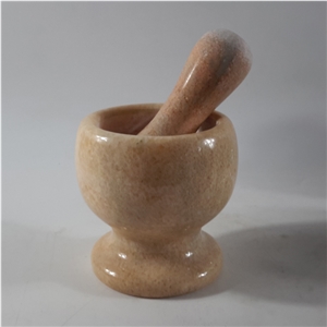Pink Marble Mortar with Pestle /Marble Mortar and Pestle /Stone Mortar and Pestle