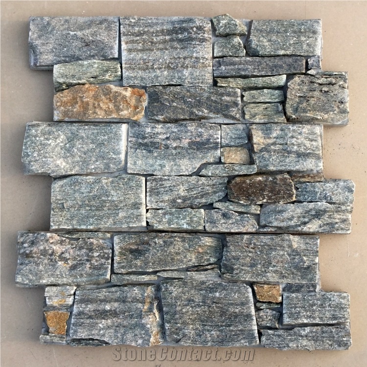 Smc-Cc158 P014 Yellow Slate Well Sale Cement Wall Panels/ Stone Veneer Cladding/Stacked Cement Stone