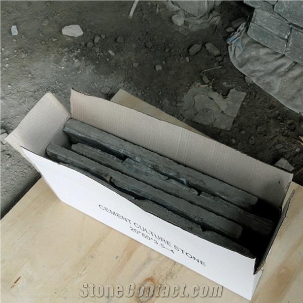 Smc-Cc163 China Hebei P018 Black Slate P018 Black Cultured Stone/Ledge Stone Veneer/Stacked Stone Wall Cladding/Cement Culture Stone Wall Panel