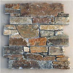 Smc-Cc175 Rusty Quartzite Cultured Stone with Cement on Back /Cement Stacked Stone/ Stone Wall Cladding