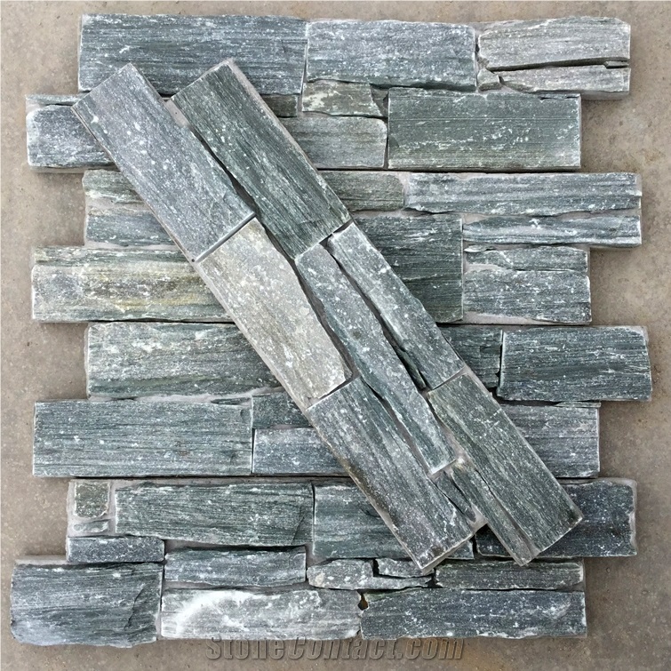 Smc-Cc180 P013 Green Slate Cement Natural Cultured Stone/ Stacked Stone/ Ledge Stone for Wall Panel Cladding