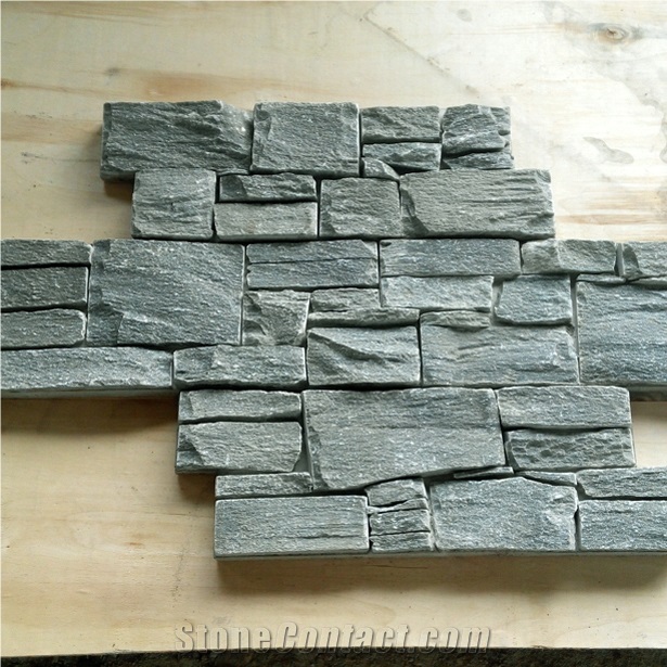 Smc-Cc180 P013 Green Slate Cement Natural Cultured Stone/ Stacked Stone/ Ledge Stone for Wall Panel Cladding