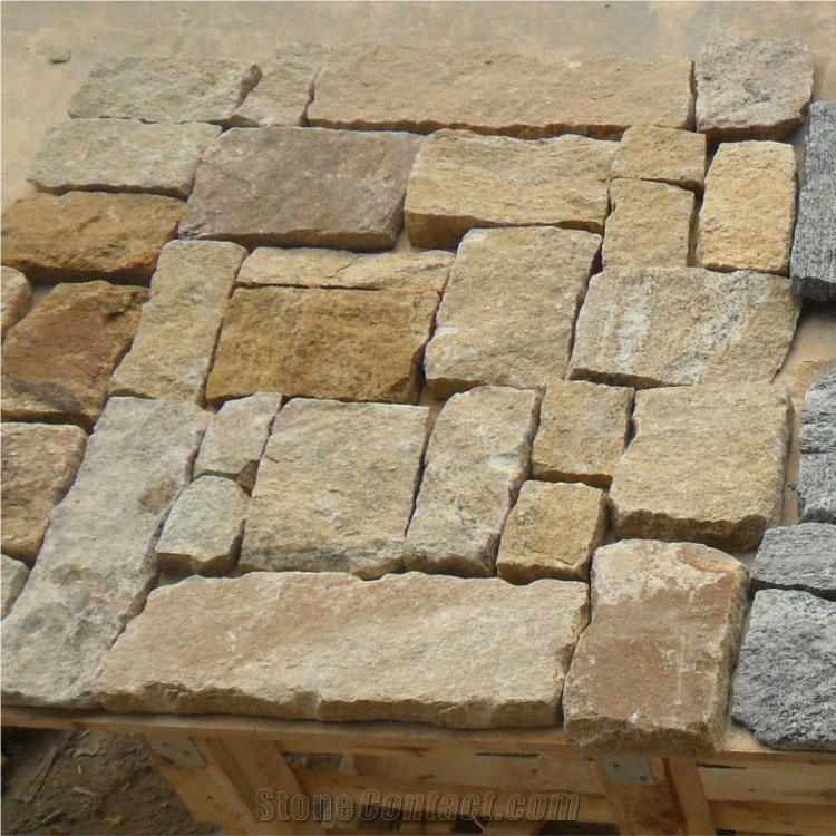 Smc-Fs002 Sesame Granite Loose Stone/ Fieldstone/Natural Stacked Stone/Stone Wall Cladding/ China Yellow Granite Cultured Stone