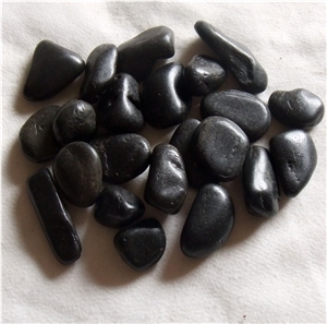 Smc-Pb020 2-3cm Polished Black Cobbl & Pebble Stone/Riverstone/Landscaping Stone/Walking Stone