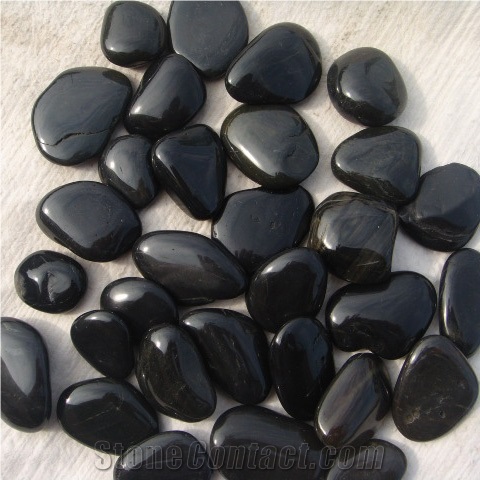 Smc-Pb022 5-8cm Black Polished a Grade Cobbl & Pebble Stone/Riverstone/Landscaping Stone/Walking Stone