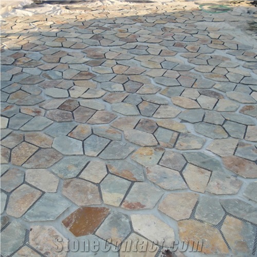 Smc-R045 Natural S1120 Rusty Slate Flagstone Pattern/Crazing Paving Stone/Irregular Mesh Paver